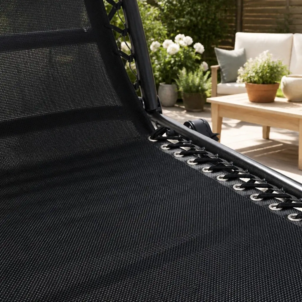 2PC Zero Gravity Reclining Chair Folding Outdoor Lounge Adjustable Camping Black