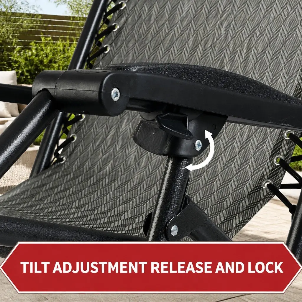 Zero Gravity Chair Outdoor Recliner Folding Adjustable Lounge 2 Piece Grey