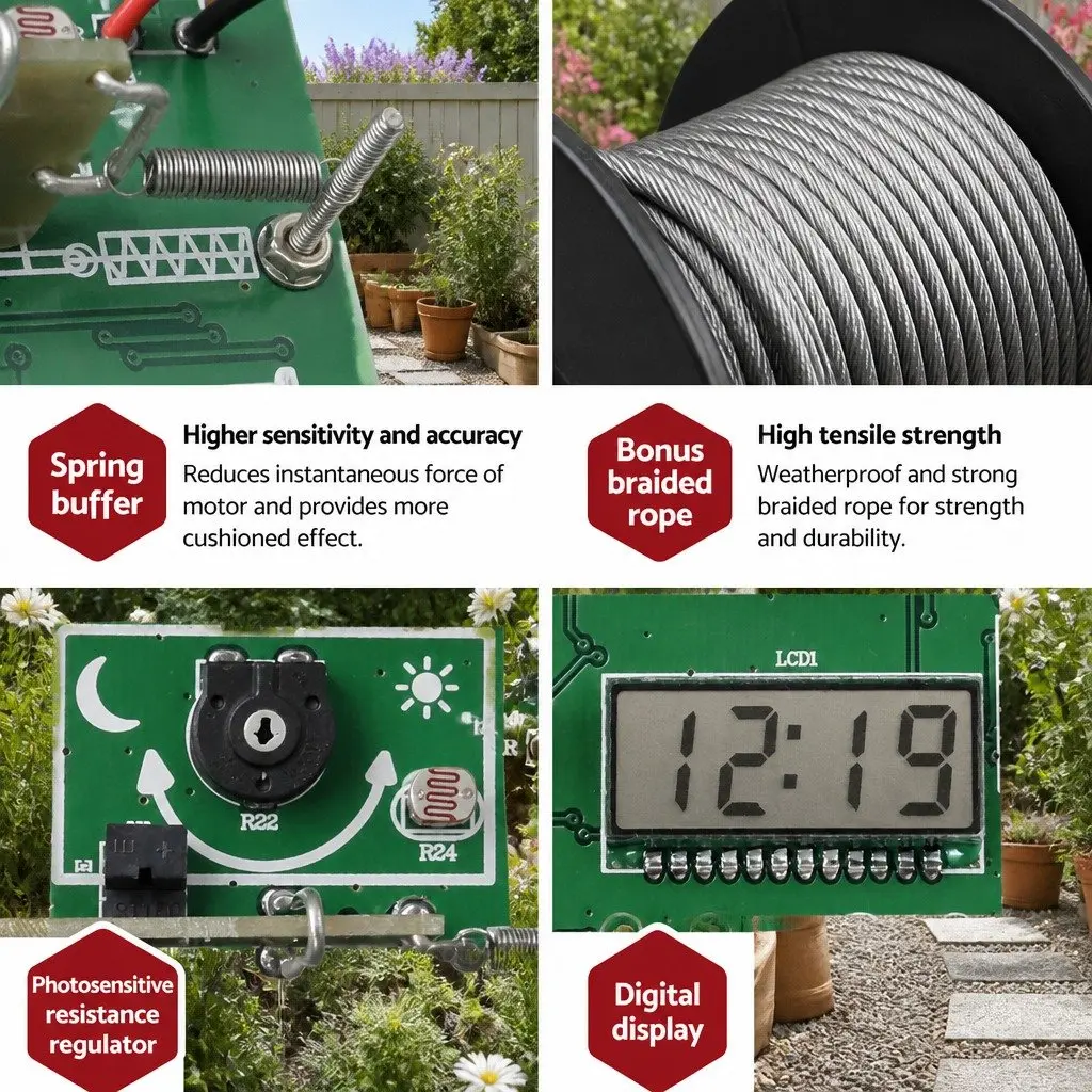 Automatic Chicken Coop Door Opener with Timer Light Sensor Control System for Farm Use Size 125mm x 125mm x 75mm
