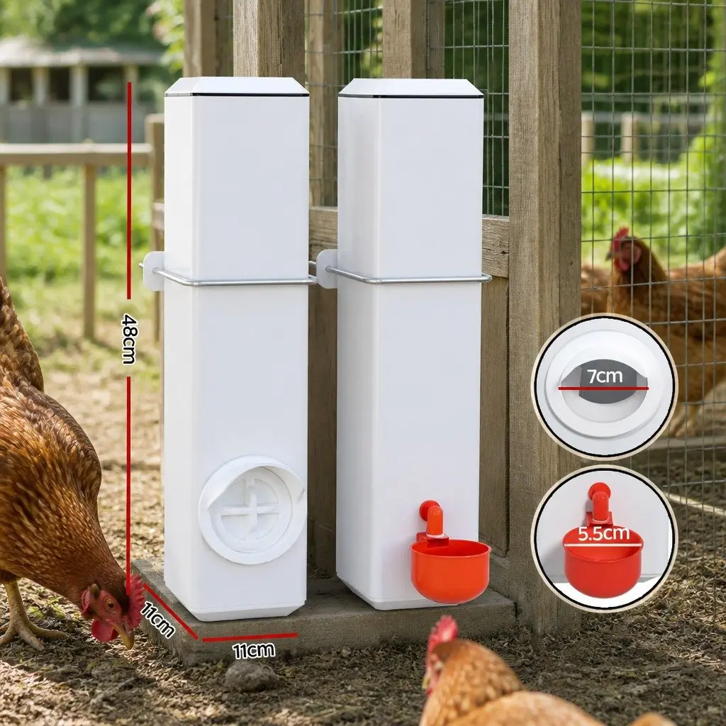 Chicken Feeder Waterer Kit 4L Automatic Drinker Cup Style Poultry Farm Equipment