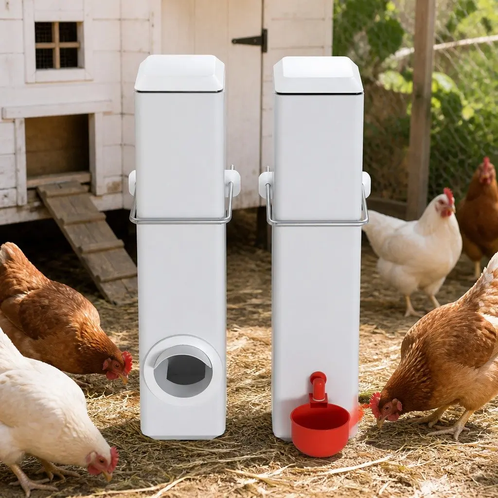 Chicken Feeder Waterer Kit 4L Automatic Drinker Cup Style Poultry Farm Equipment