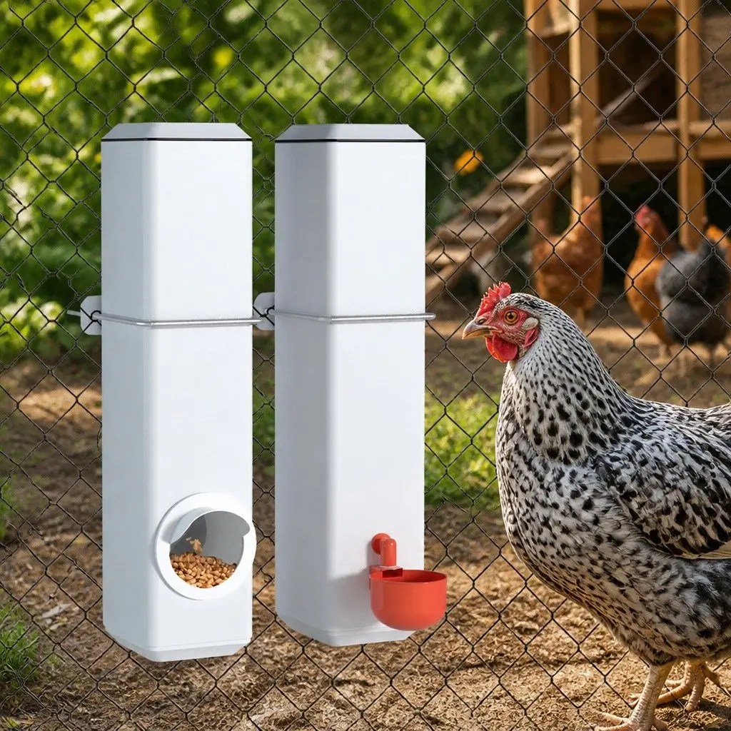 Chicken Feeder Waterer Kit 4L Automatic Drinker Cup Style Poultry Farm Equipment