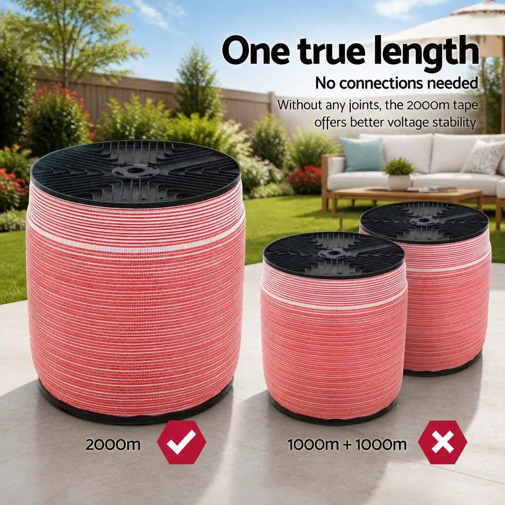Electric Fence Poly Tape Use for Livestock and Horse Fencing 2000M 12mm Red White