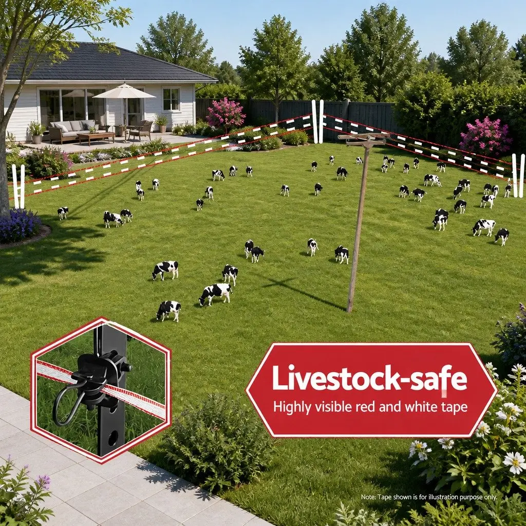 Electric Fence Poly Tape Use for Livestock and Horse Fencing 2000M 12mm Red White
