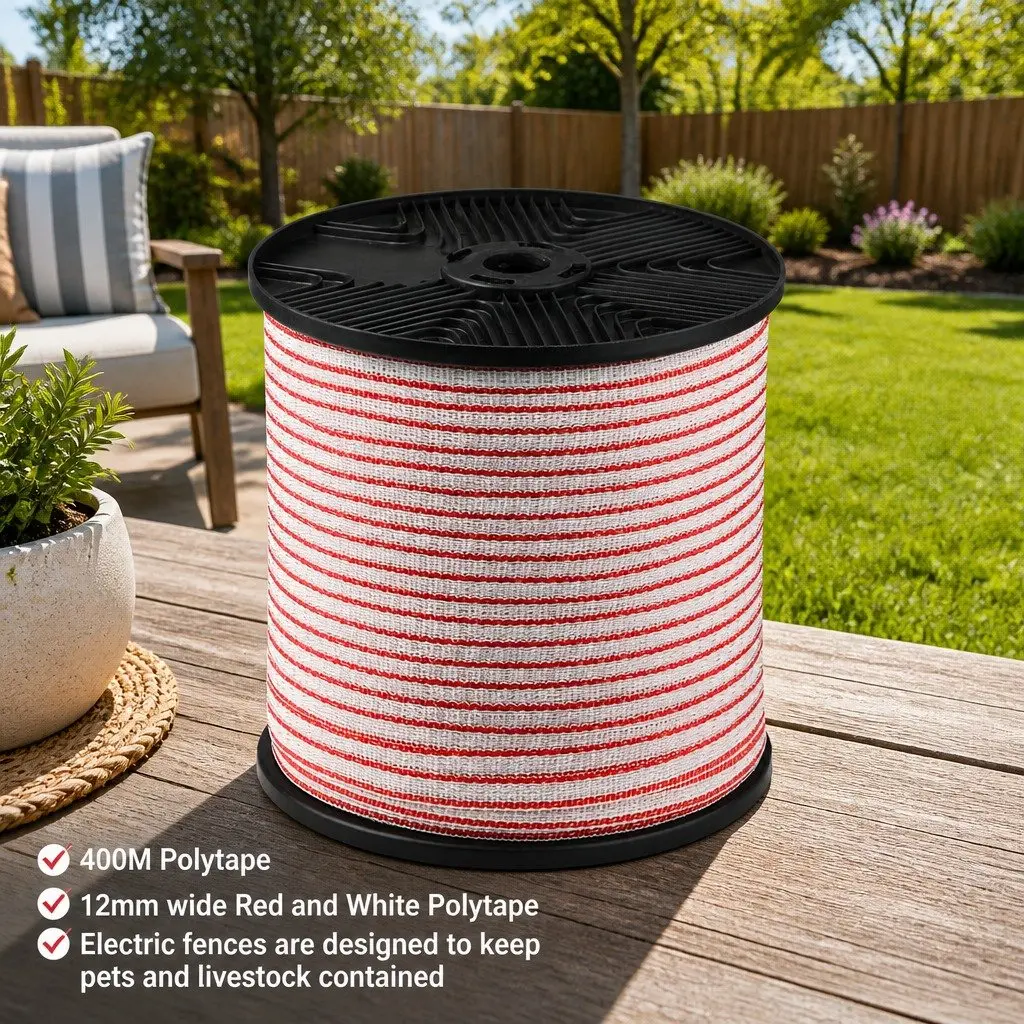Electric Fence Poly Tape for Livestock Fencing 400M Red White