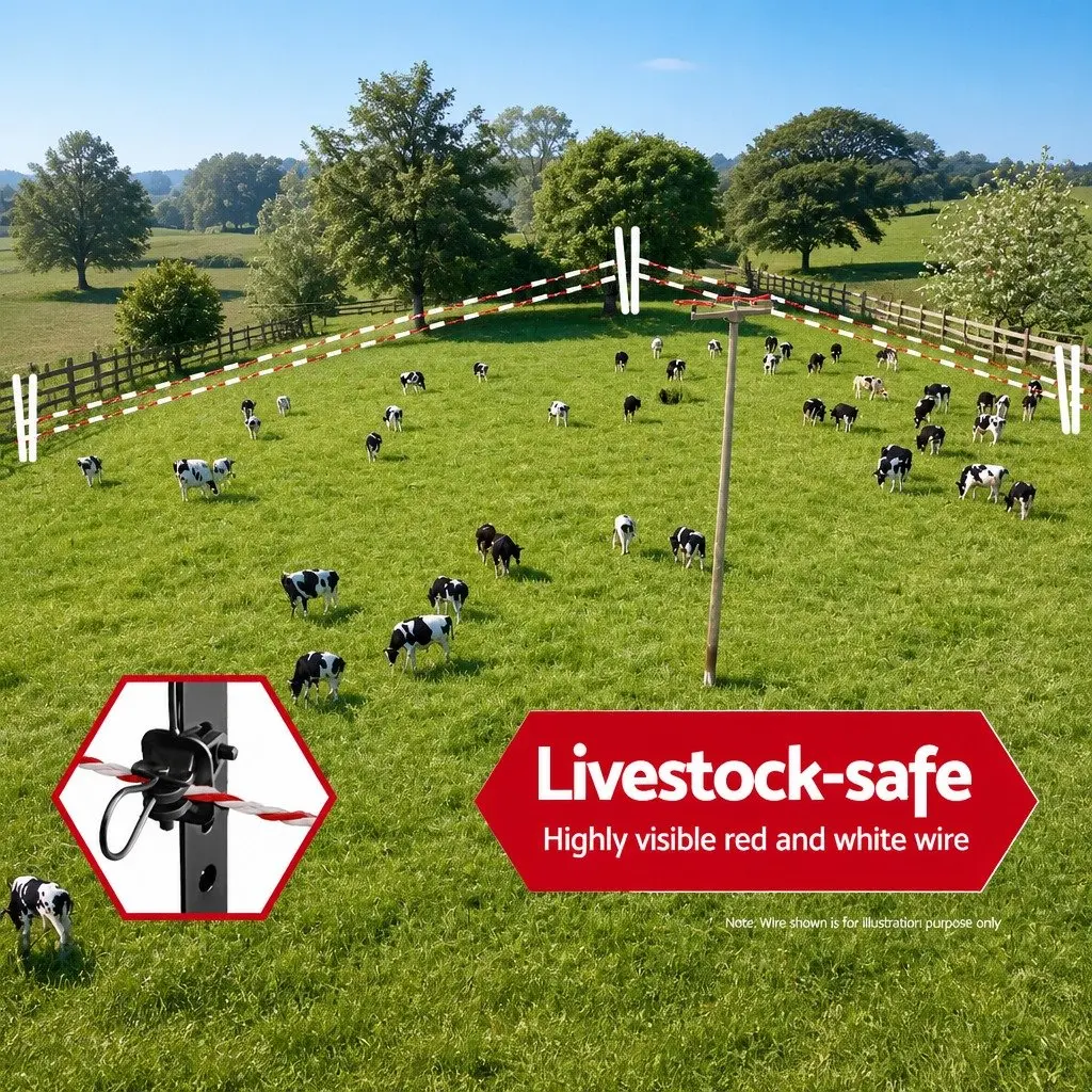 Electric Fence Poly Wire for Livestock Containment 2000M Red White