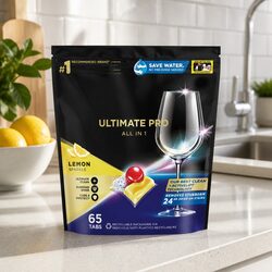 Ultimate Pro Lemon Dishwasher Tablets, 65 Tablets Included