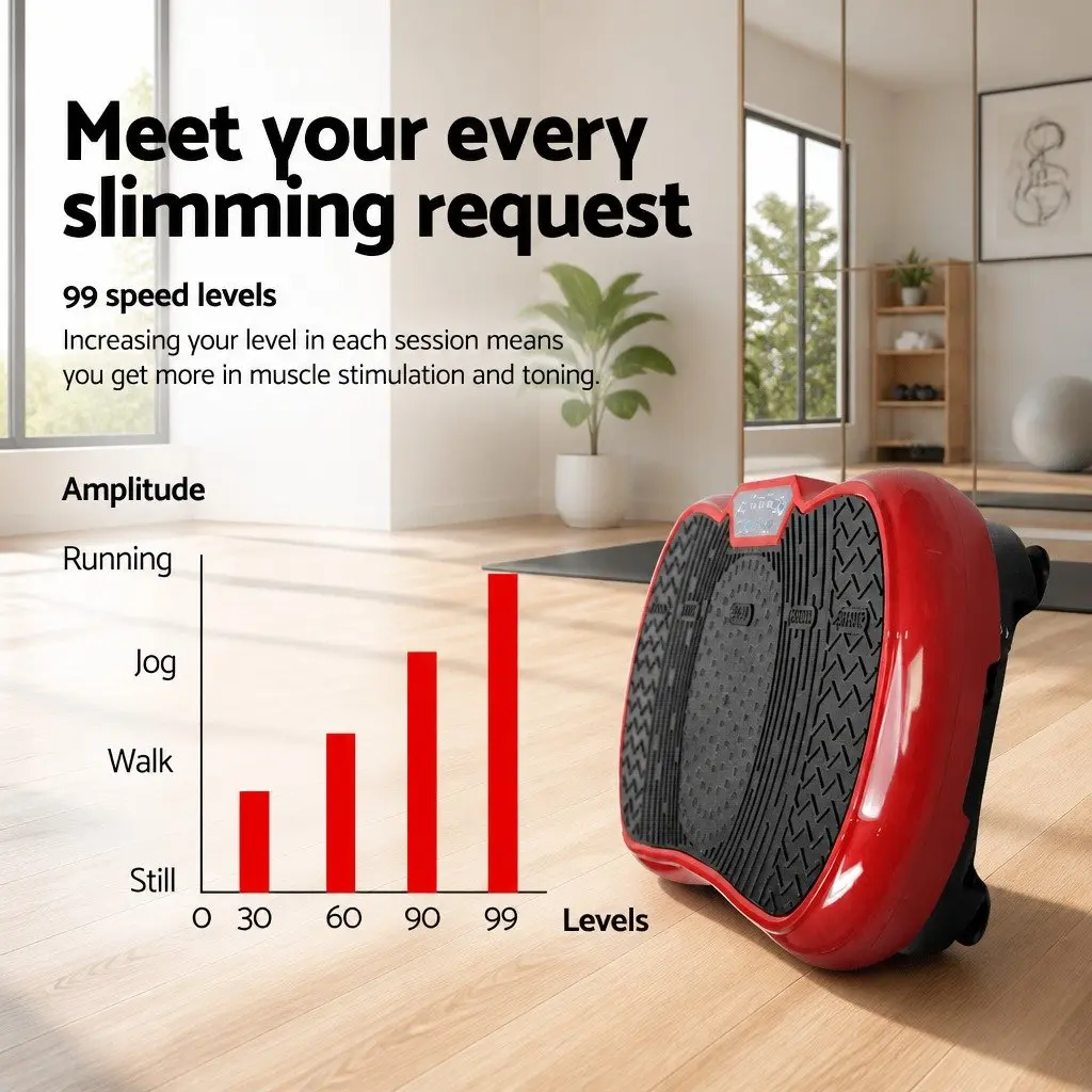 Vibration Machine Platform Home Gym Fitness Trainer Maroon 70 x 39 x 13cm