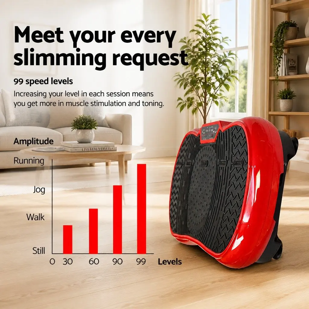 Vibration Machine Platform Fitness Plate Home Gym Trainer with Resistance Bands