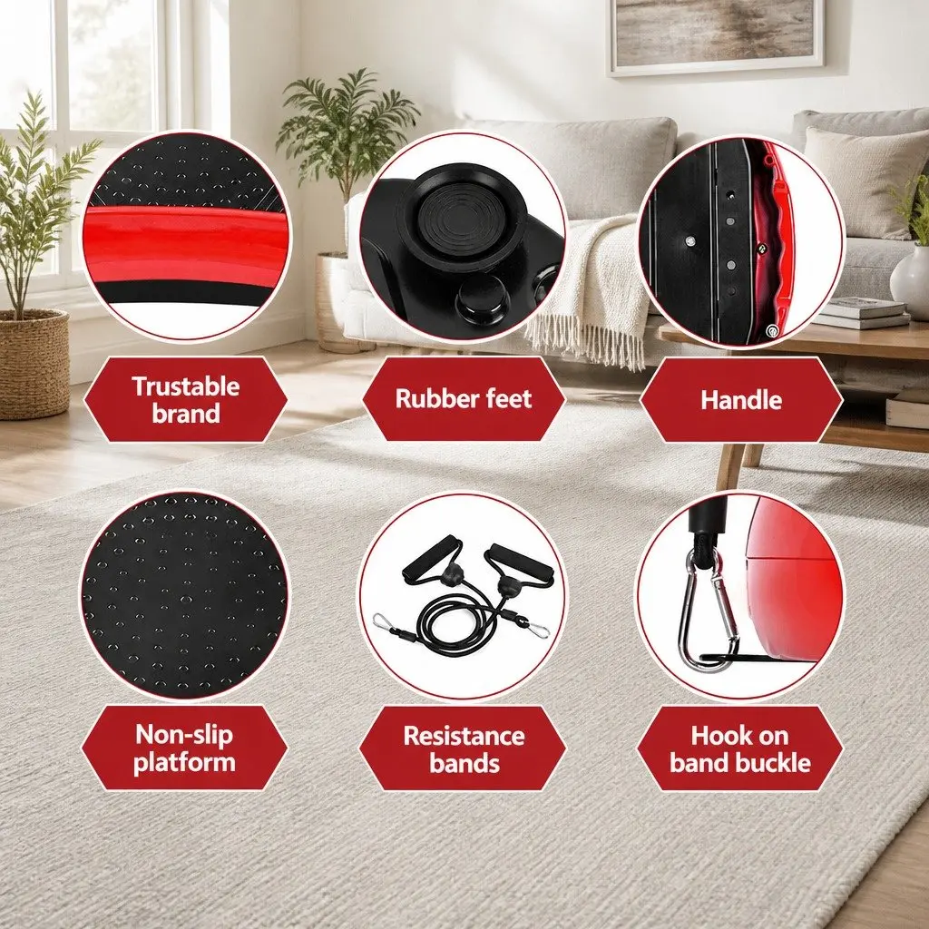 Vibration Machine Platform Fitness Plate Home Gym Trainer with Resistance Bands