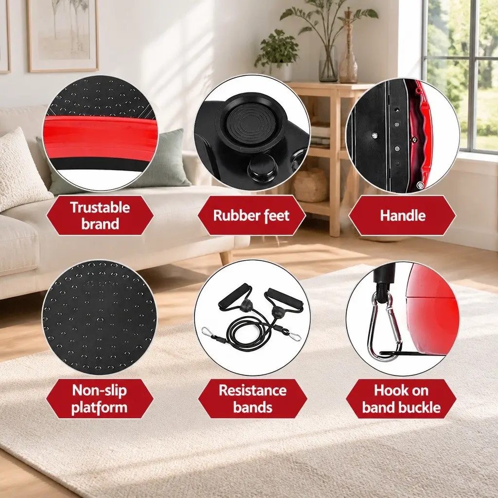 Vibration Machine Platform Fitness Plate Home Gym Trainer with Resistance Bands