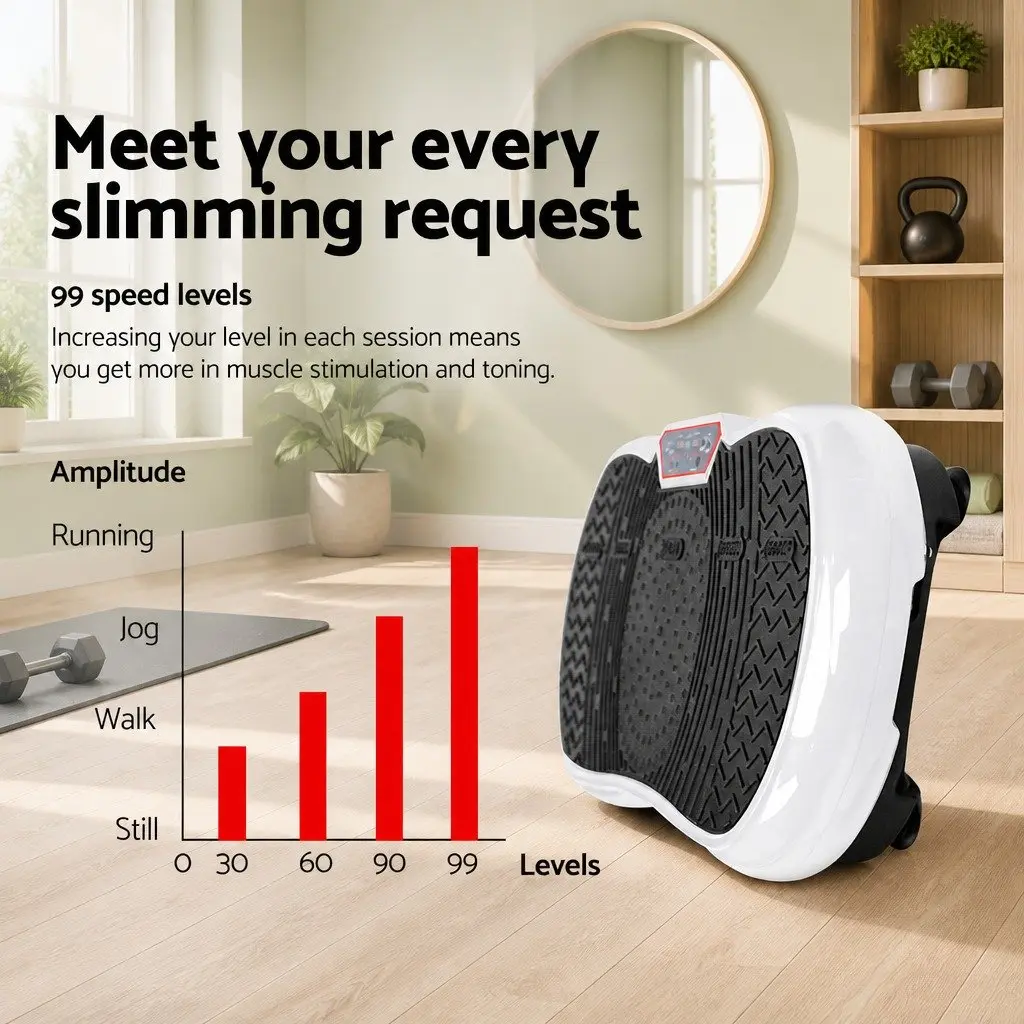 Vibration Machine Platform Fitness Plate Home Gym Whole Body Trainer White