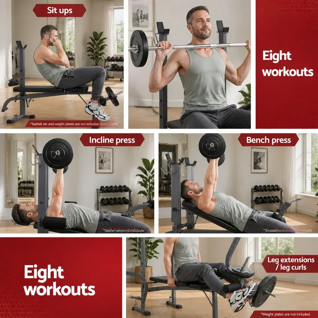 Multi Exercise 8-in-1 Weight Bench with 200kg Capacity