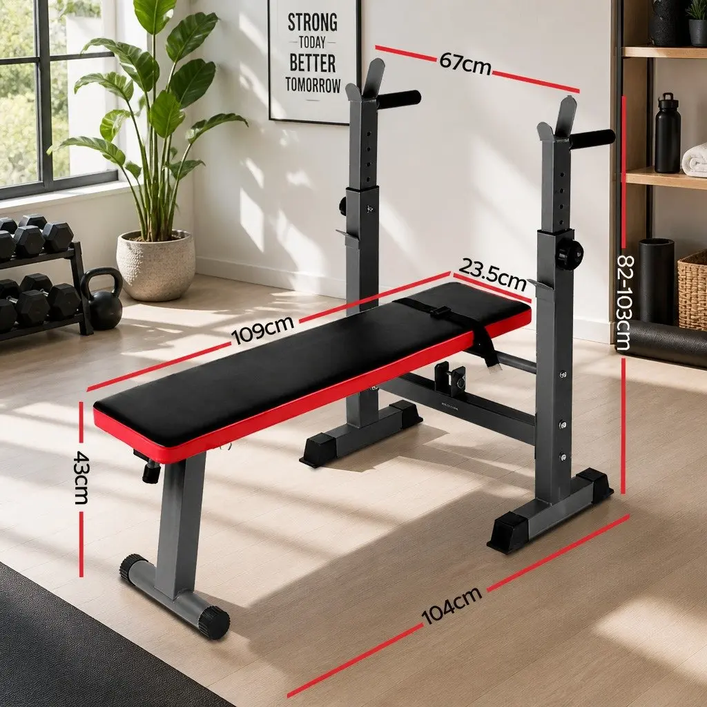 Weight Bench Squat Rack Home Gym Equipment Press Fitness 200kg Capacity Black