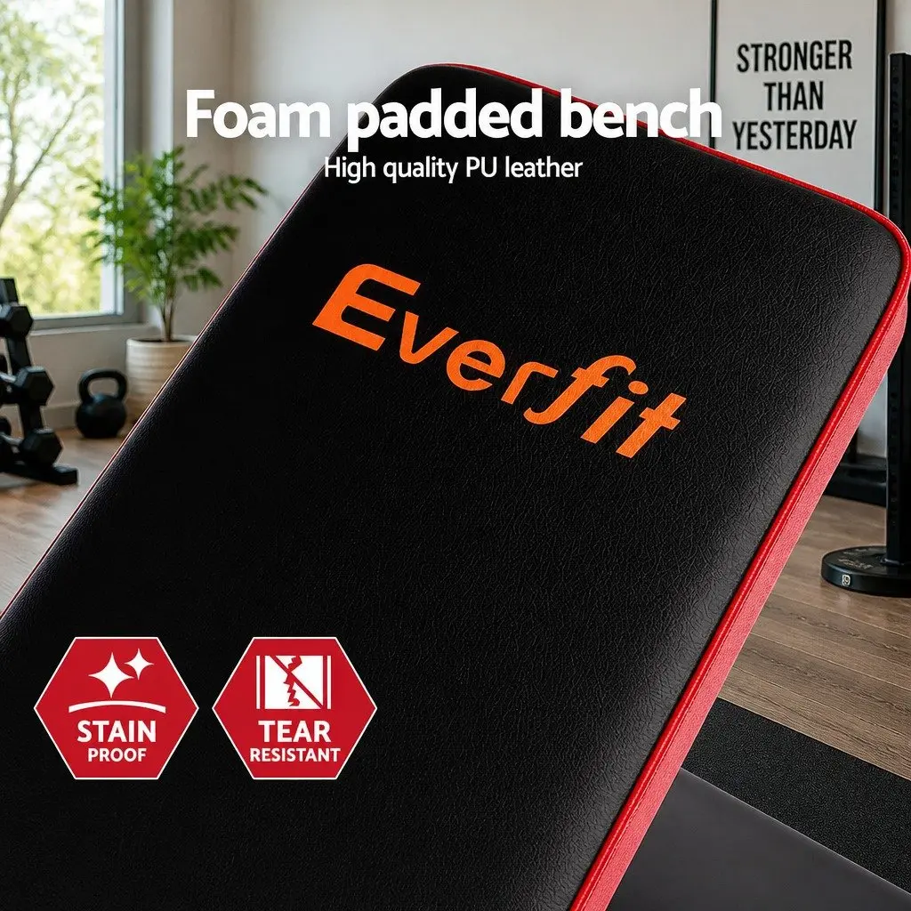 Weight Bench Squat Rack Home Gym Equipment Press Fitness 200kg Capacity Black