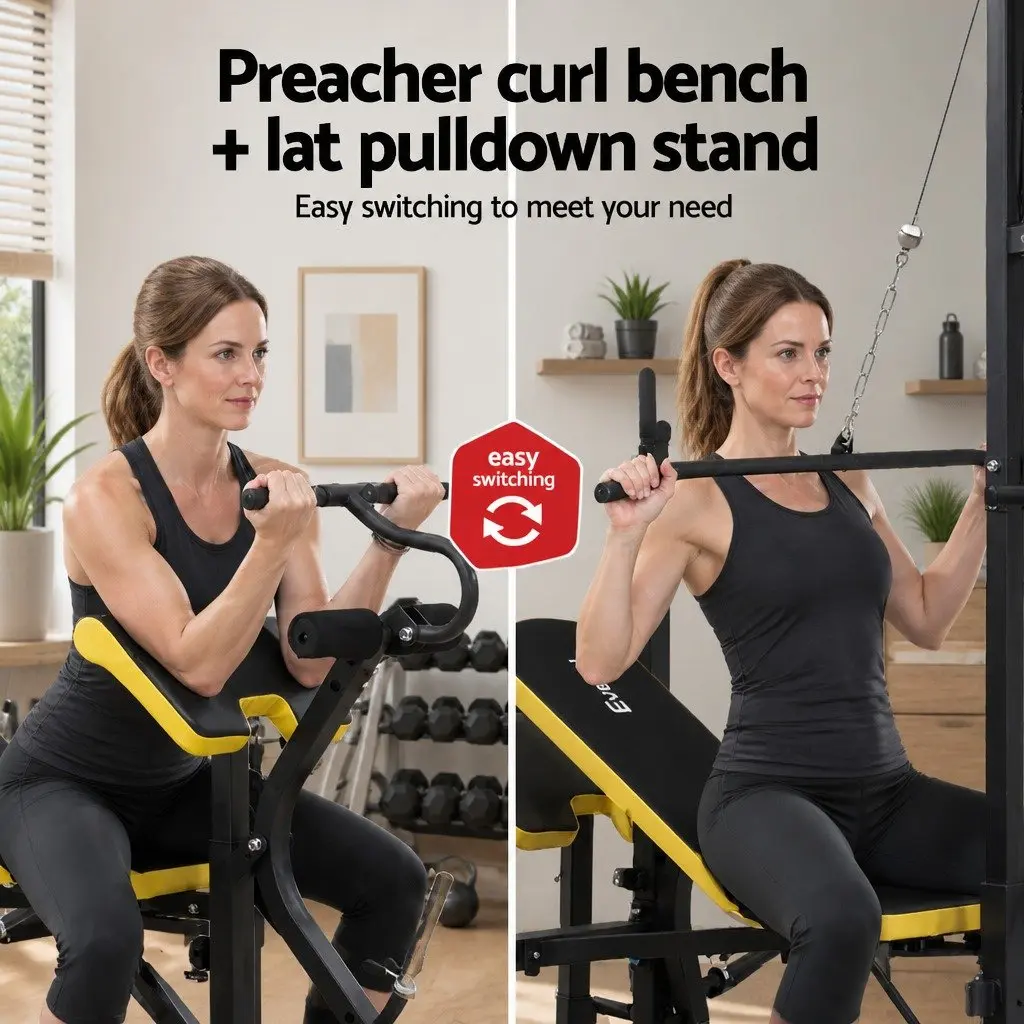 Multi-Station Weight Bench 14-in-1 Home Gym Equipment Adjustable Press Fitness