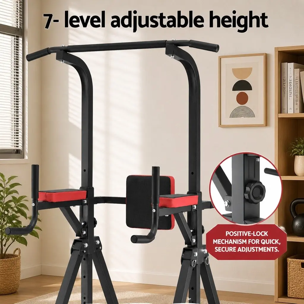 Chin Up Tower Pull Up Station Adjustable Dip Station Folding Home Gym Exercise