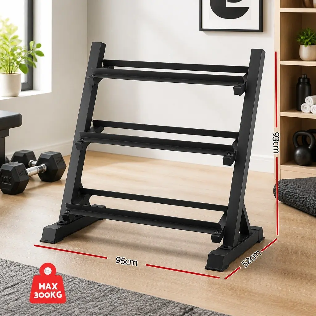 Dumbbell Rack Home Gym 3-Tier Heavy Duty Weight Storage Kettlebell Organiser