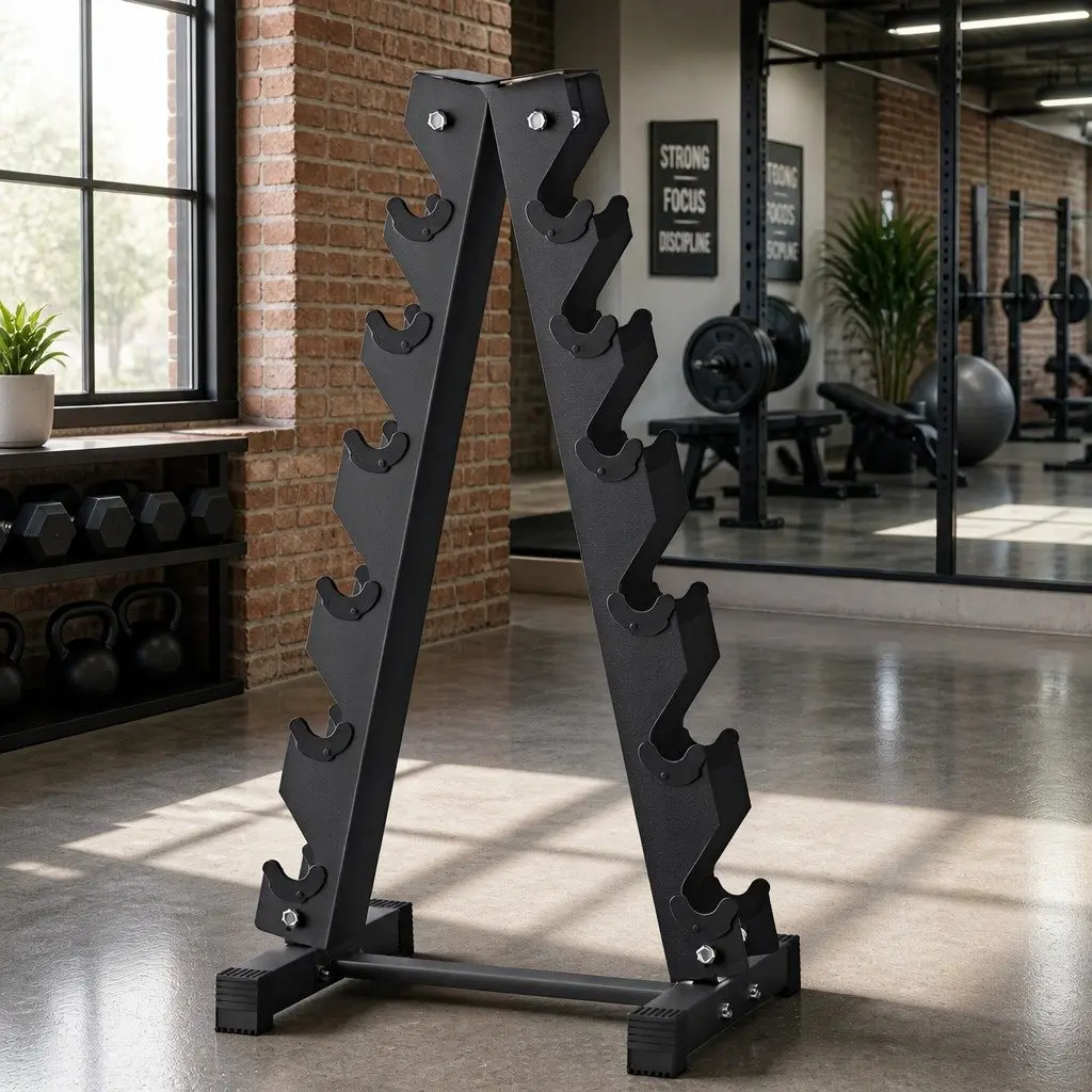 6 Tier Dumbbell Rack Storage Stand Home Gym Equipment Organizer Black 200kg