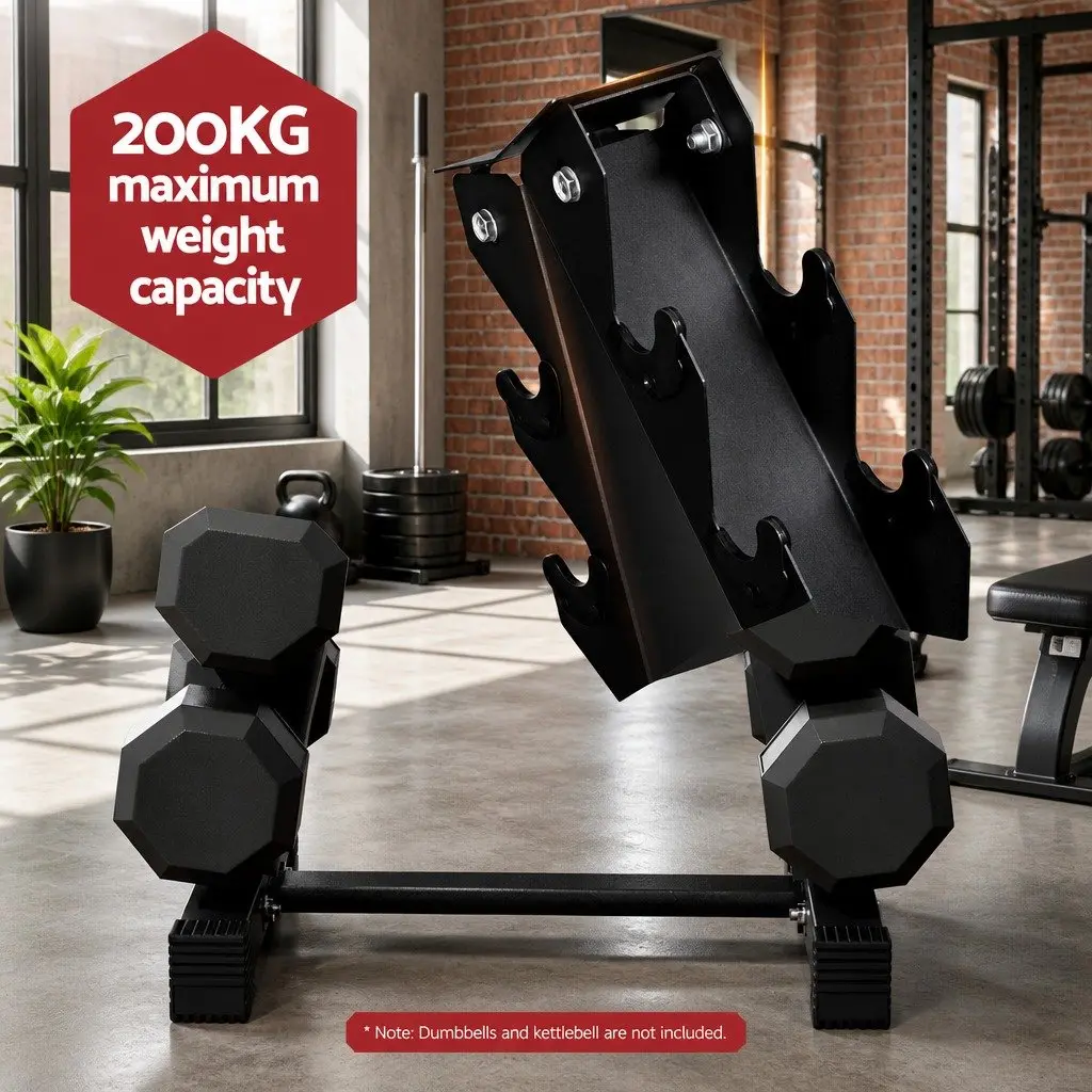 6 Tier Dumbbell Rack Storage Stand Home Gym Equipment Organizer Black 200kg
