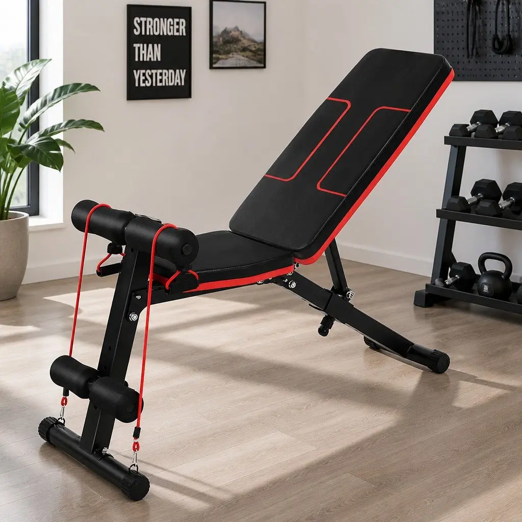 Adjustable Weight Bench FID Home Gym Exercise 150kg Capacity Black