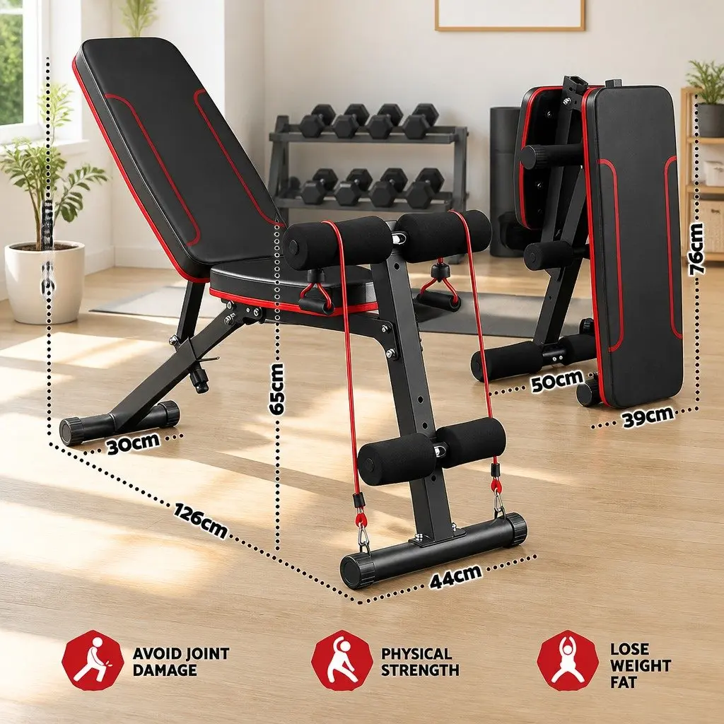 Adjustable Weight Bench FID Home Gym Exercise 150kg Capacity Black