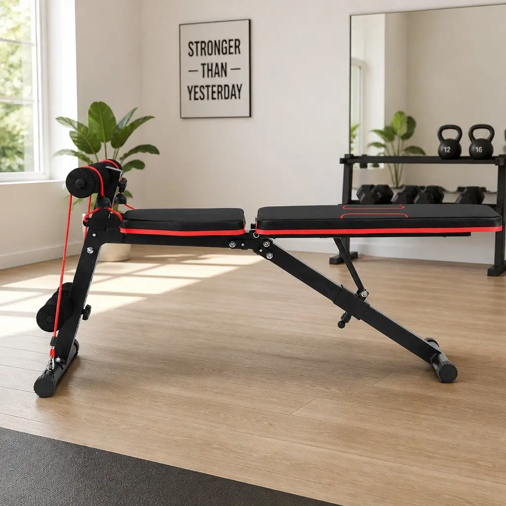 Adjustable Weight Bench FID Home Gym Exercise 150kg Capacity Black