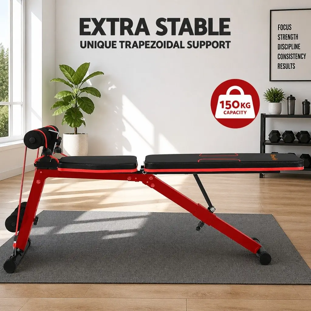 Adjustable Weight Bench FID Home Gym Exercise 150kg Capacity Black