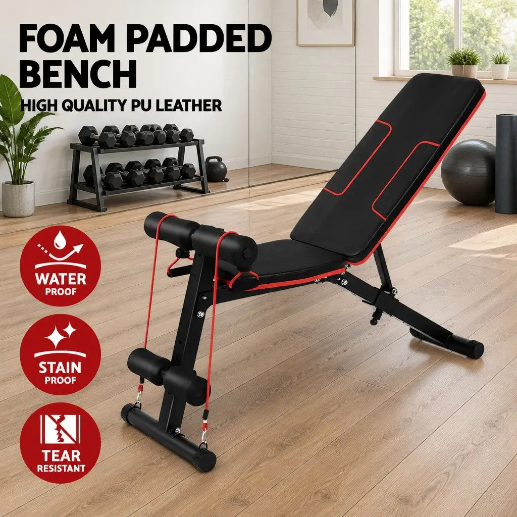 Adjustable Weight Bench FID Home Gym Exercise 150kg Capacity Black