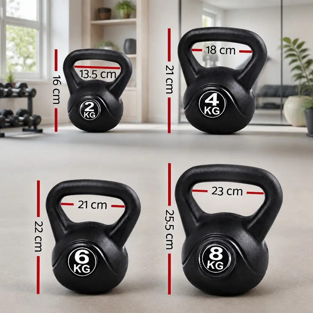 22kg Kettlebell Set with Anti-Slip Grip & Rubber Coating