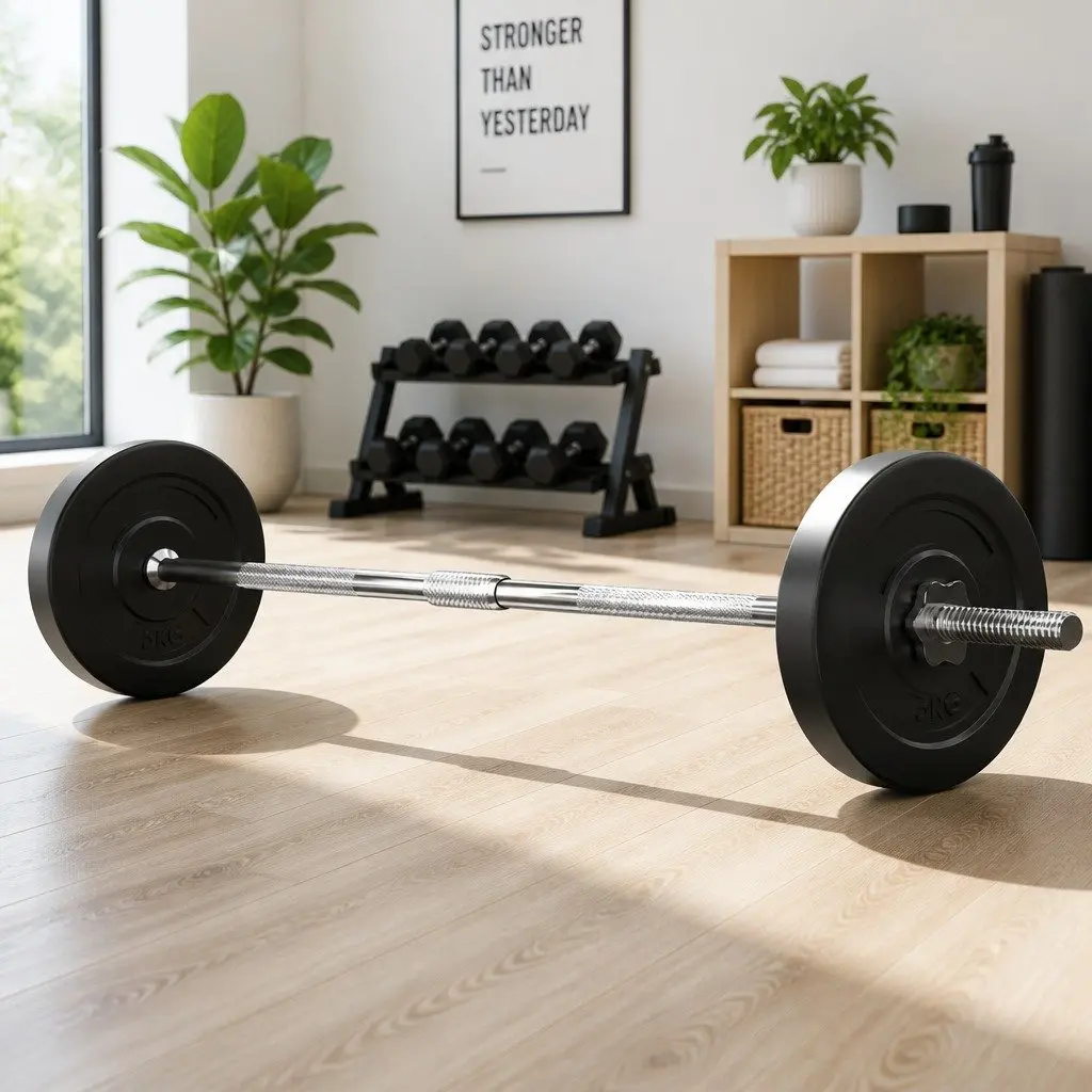 18kg Barbell Set Weight Plates Home Gym Exercise Bench Lifting Training Kit