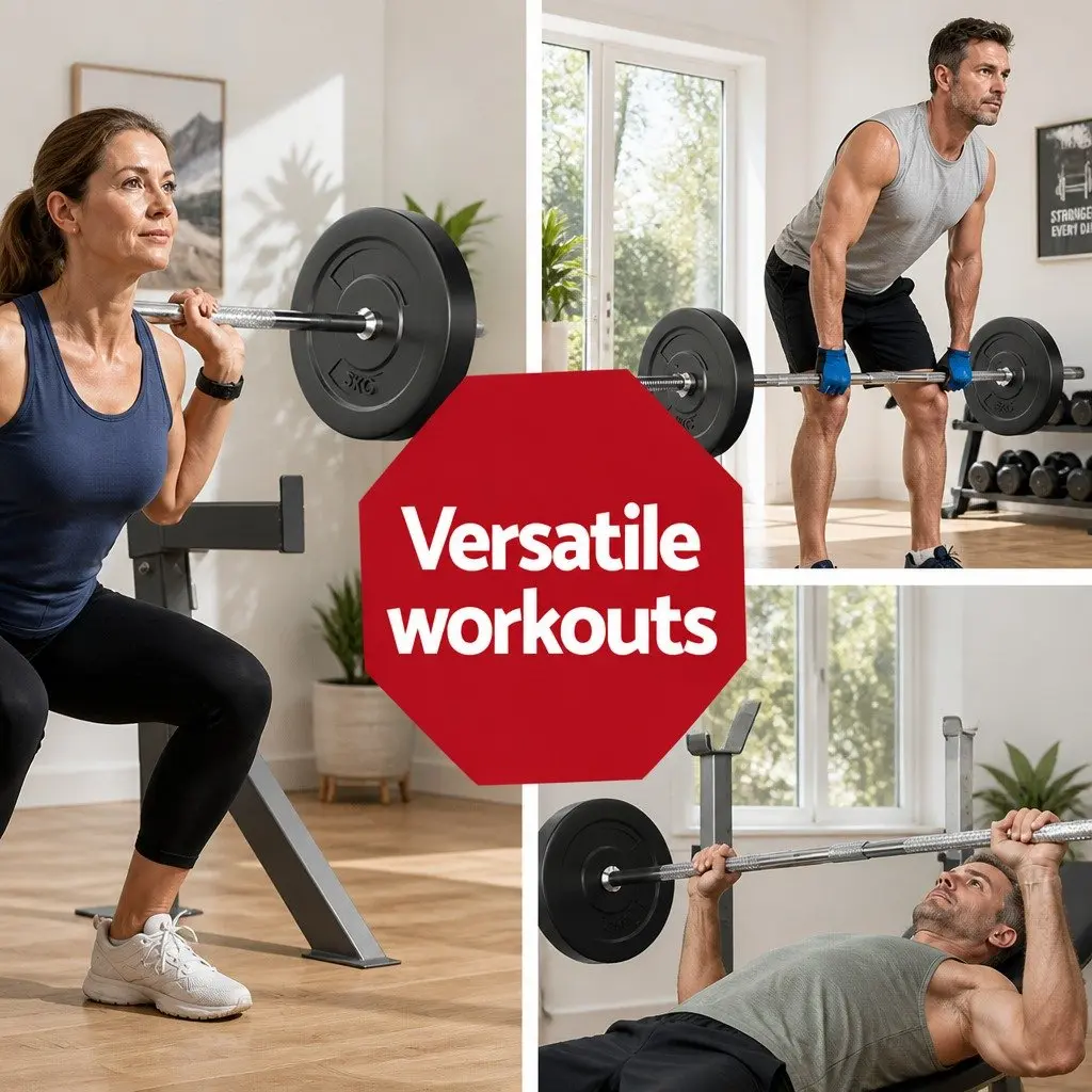 18kg Barbell Set Weight Plates Home Gym Exercise Bench Lifting Training Kit
