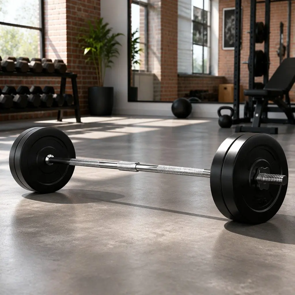 Barbell Set for Home Gym 28kg with Weight Plates and 168cm Barbell Bar