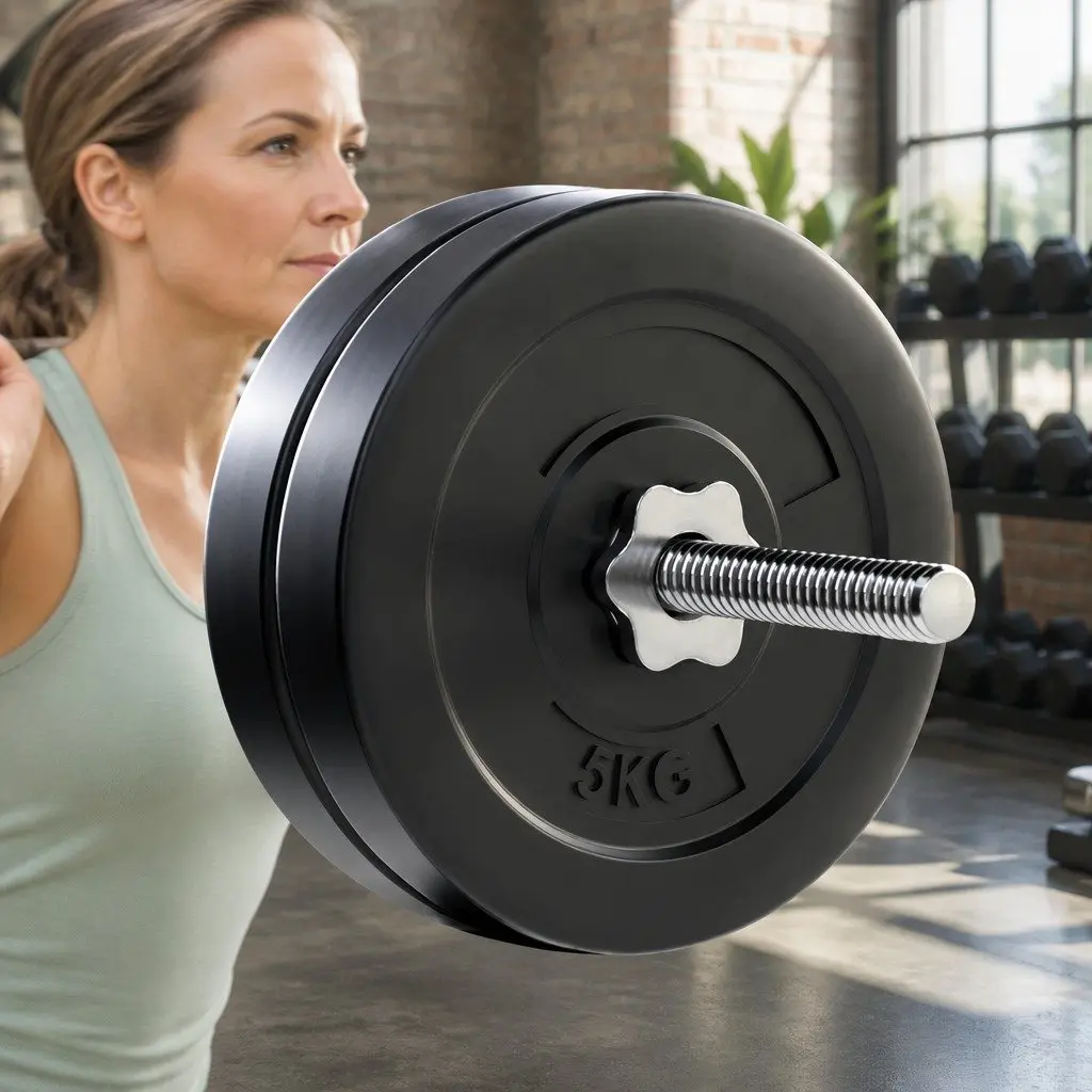 Barbell Set for Home Gym 28kg with Weight Plates and 168cm Barbell Bar