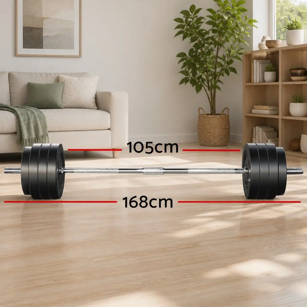 78kg Barbell Weight Plates Set with 168cm Steel Bar Lifting Bench Home Gym