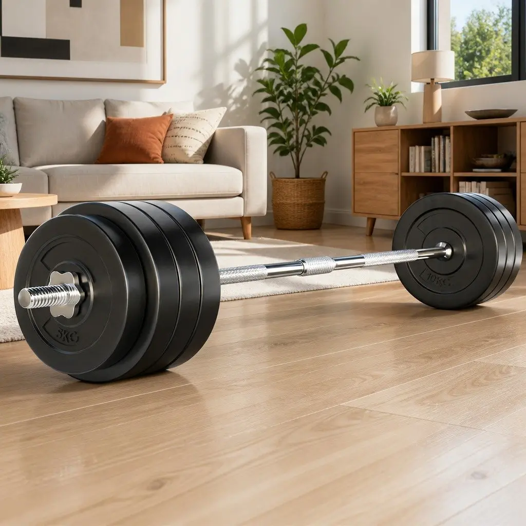 78kg Barbell Weight Plates Set with 168cm Steel Bar Lifting Bench Home Gym