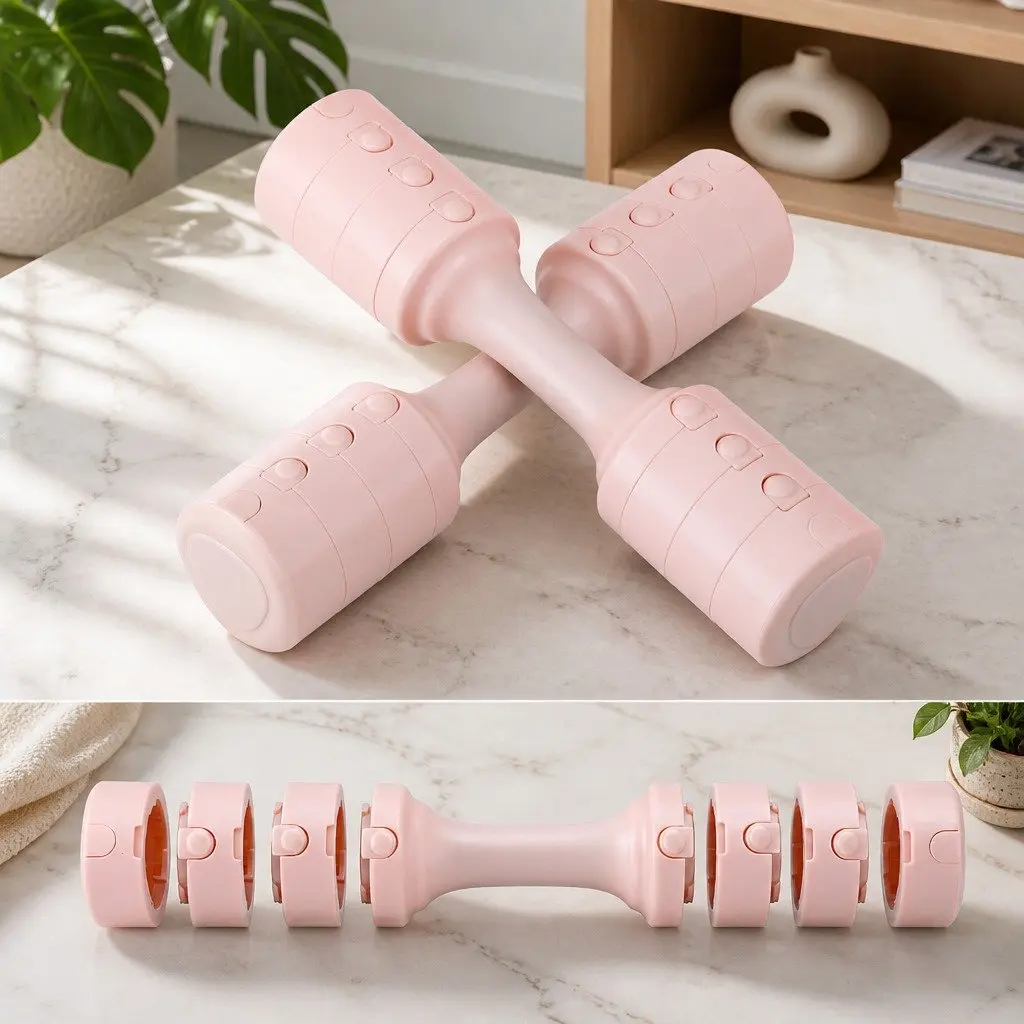 Adjustable Dumbbell Set 2x2.5kg 4-in-1 Weight Training Home Gym Exercise Pink