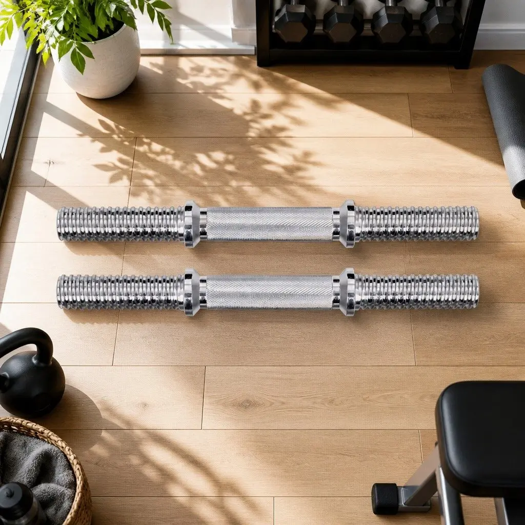 45cm Dumbbell Bar Steel Chrome Plated Home Gym Exercise 150kg Weight Capacity