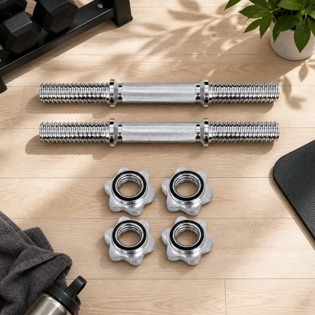45cm Dumbbell Bar Steel Chrome Plated Home Gym Exercise 150kg Weight Capacity