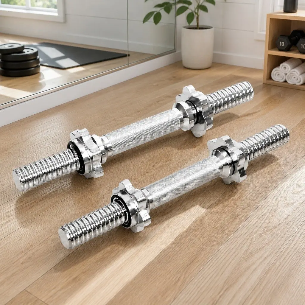 45cm Dumbbell Bar Steel Chrome Plated Home Gym Exercise 150kg Weight Capacity