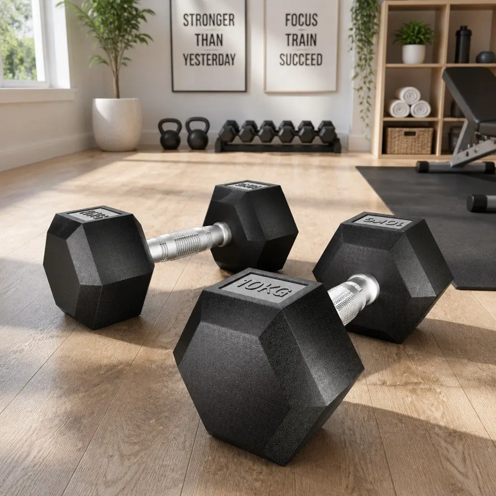 Hex Dumbbells Set for Home Gym Fitness 20kg 2 Pieces
