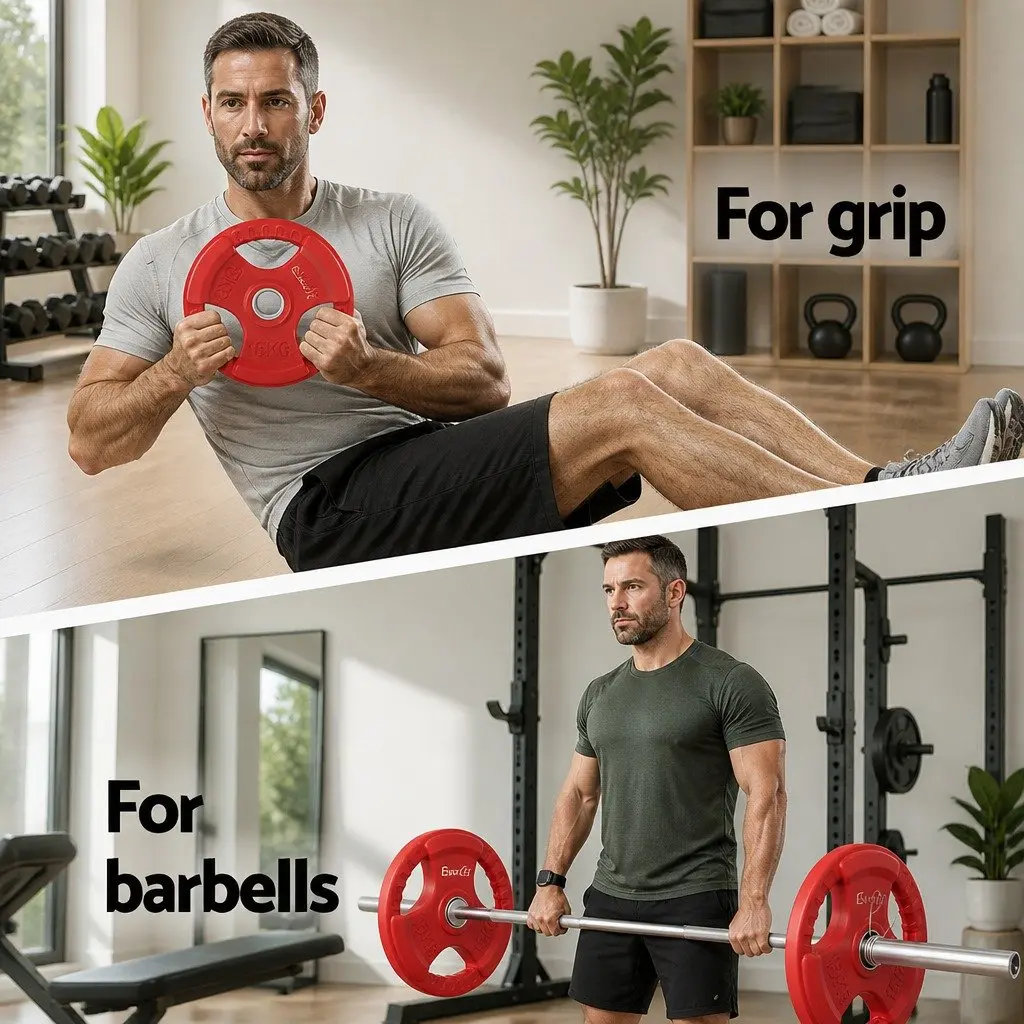 Weight Plate for Gym Training 15kg Red Cast Iron with Rubber Coating