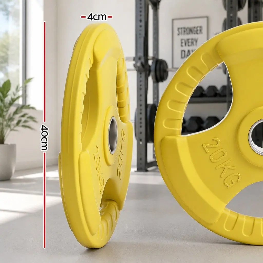 20kg Olympic Weight Plate Yellow Cast Iron Dumbbell Barbell Home Gym Lifting