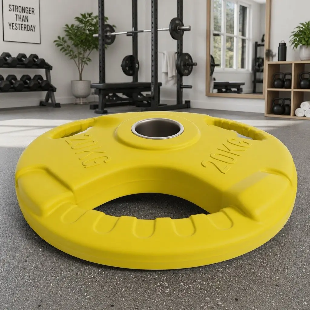 20kg Olympic Weight Plate Yellow Cast Iron Dumbbell Barbell Home Gym Lifting