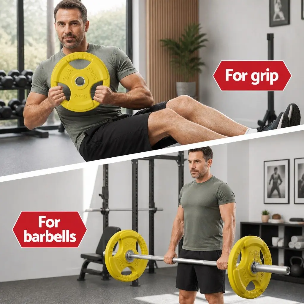20kg Olympic Weight Plate Yellow Cast Iron Dumbbell Barbell Home Gym Lifting