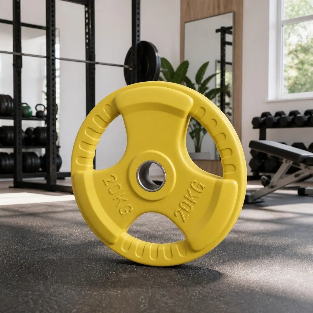 20kg Olympic Weight Plate Yellow Cast Iron Dumbbell Barbell Home Gym Lifting