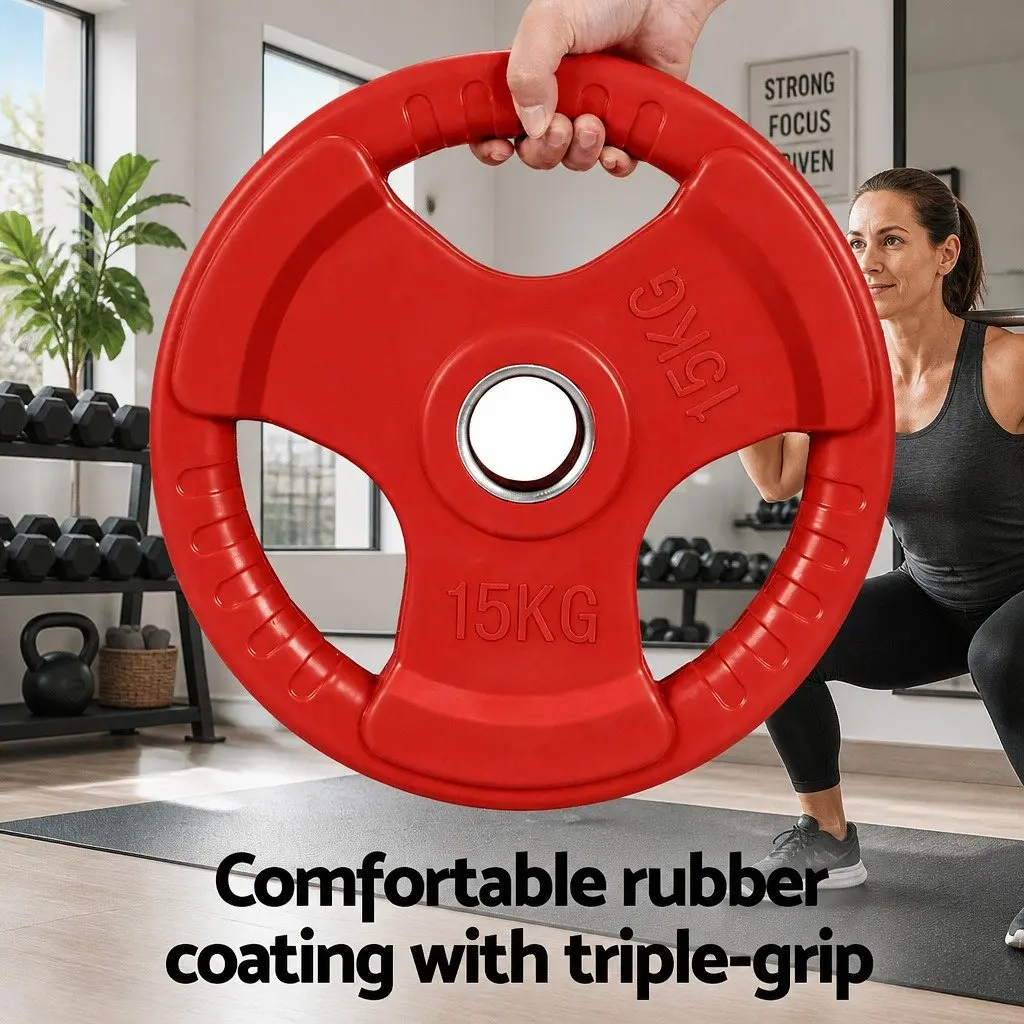 Olympic Weight Plates for Home Gym 15kg Red Cast Iron