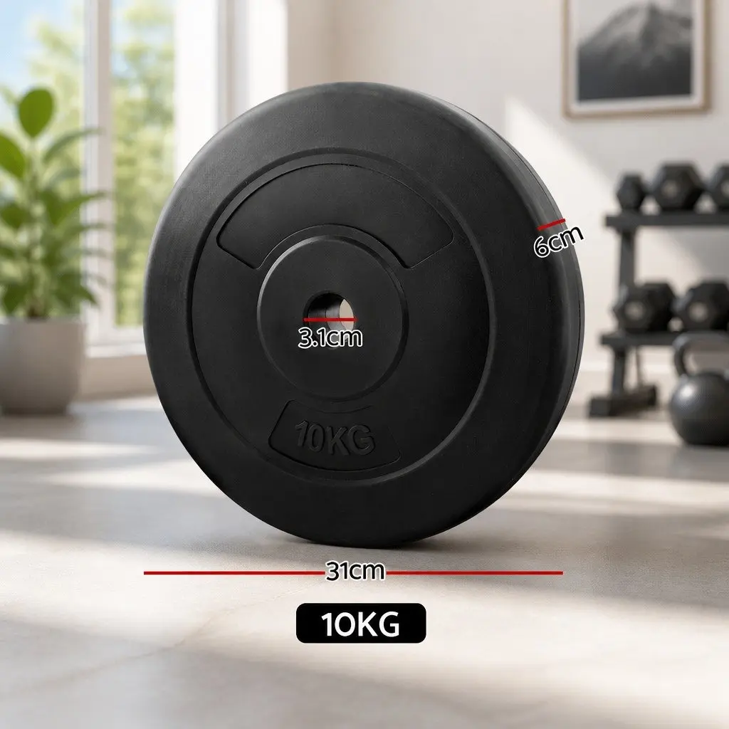 Standard Barbell Weight Plates Home Gym 60kg Black