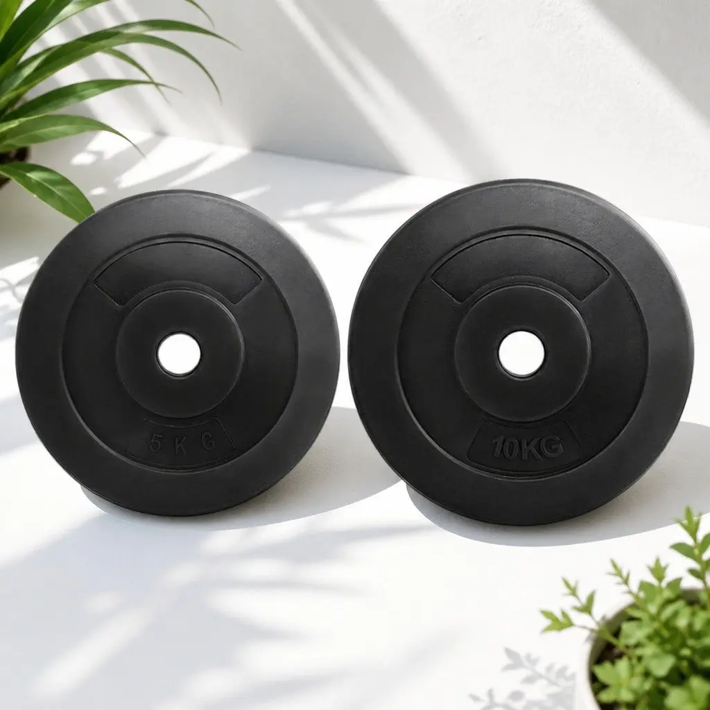 Barbell Weight Plates Home Gym 70kg Standard 31mm Black Cast Cement