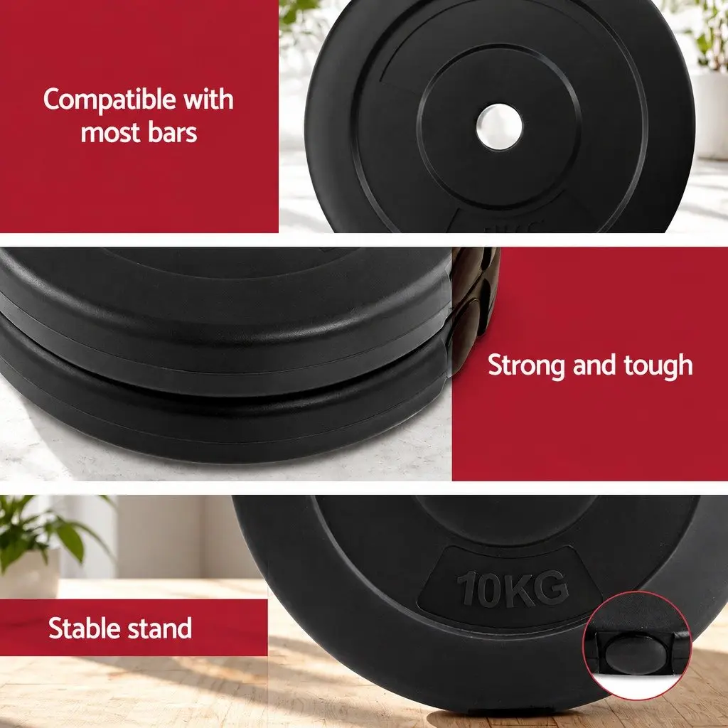 Barbell Weight Plates Home Gym 70kg Standard 31mm Black Cast Cement